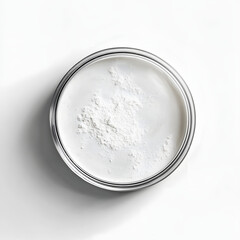 Wall Mural - ultrafine white powder in a petri dish, scientific and minimalist look, with small shadow, seen from