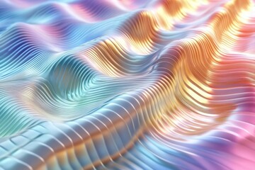 Fototapete - Abstract iridescent waves flowing smoothly together