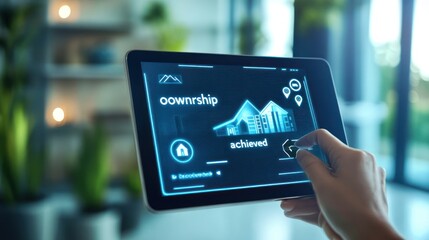 Fototapete - Digital Tablet Displays Home Ownership Achieved