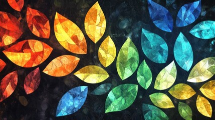 Aufkleber - Abstract Colorful Leaves Artistic Design Pattern