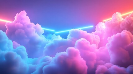 Aufkleber - Neon Lights Illuminate Fluffy Cloudscape