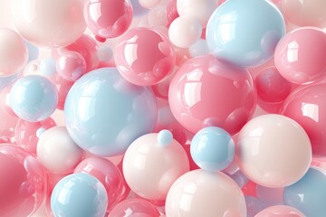 Aufkleber - Pink and Blue Glossy Spheres Abstract Background