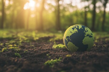 Poster - A Moss Covered Globe Rests Gently On Earth