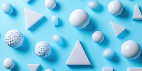 Aufkleber - Abstract Blue Background With Geometric Shapes And Spheres
