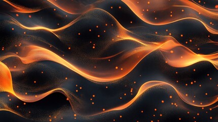 Poster - Abstract Orange and Black Particle Wave Design