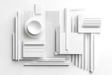 Wall Mural - Abstract White Geometric Shapes Composition Design