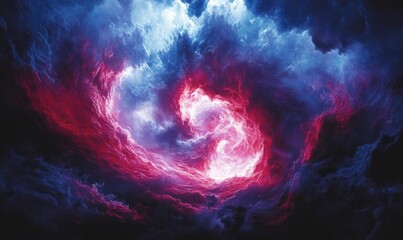 Poster - Cosmic Nebula Swirling Red And Blue Hues