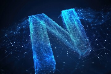 Leinwandbilder - Abstract Blue Network Letter N Digital Art