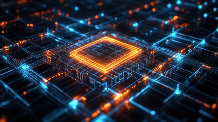 Poster - Abstract Digital Network Core Glowing Brightly