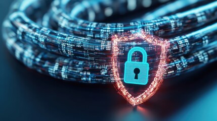 Aufkleber - Digital Security Shield Protecting Data Network Cables