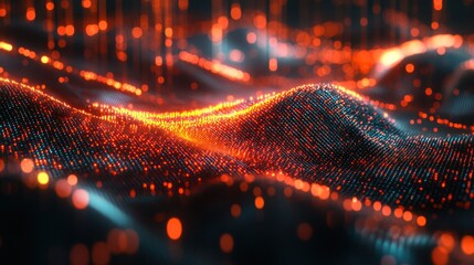Aufkleber - Abstract Orange And Blue Light Wave Data Visualization
