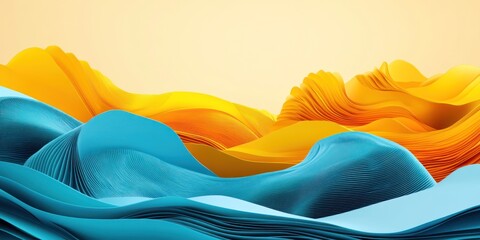 Aufkleber - Abstract Blue And Orange Wavy Landscape Design
