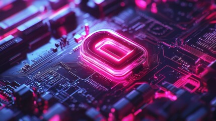 Aufkleber - Glowing Pink Component On Circuit Board