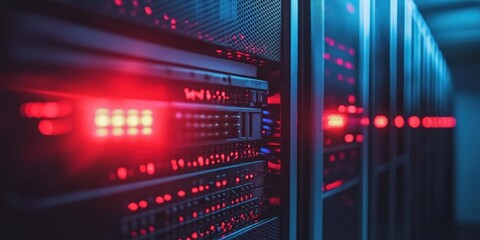 Poster - Illuminated Server Racks In A Modern Data Center