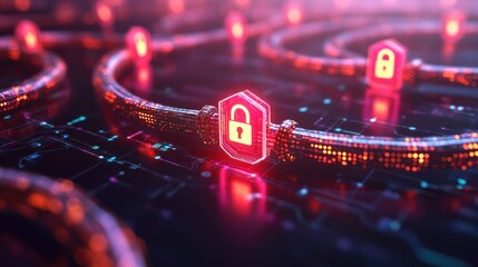Poster - Network Security Padlocks Illustrate Data Protection