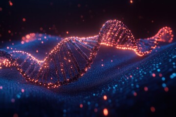 Poster - Glowing DNA Helix Abstract Science Image