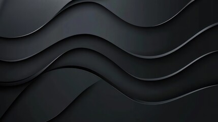 Poster - Abstract Black Waves Design Modern Background