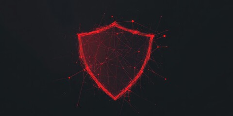 Aufkleber - Abstract Red Shield Digital Network Security Design