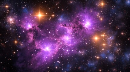 Poster - Celestial Nebula with Bright Stars and Cosmic Dust