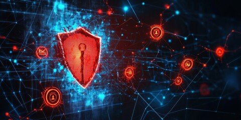 Aufkleber - Digital Shield Protecting Network Data Security