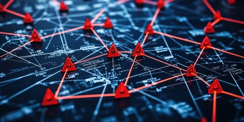 Aufkleber - Red Triangles Illustrate Network Security Threats