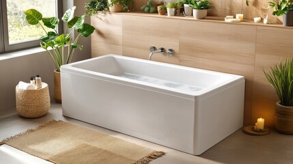 Wall Mural - Modern Freestanding Bathtub in a Serene Bathroom Setting