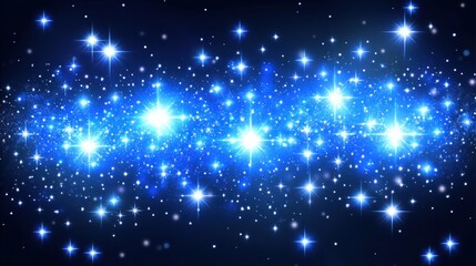 Poster - Bright Blue Stars Glitter Across Dark Night Sky