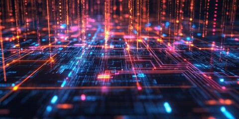 Aufkleber - Abstract Digital Network Data Flow Visualization