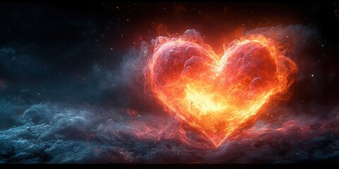 Poster - Fiery Heart Burning Brightly Amidst Dark Clouds