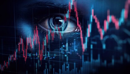 Aufkleber - Human Eye Reflecting Financial Charts and Data