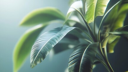 Poster - Lush Green Plant Leaves Close Up Nature Photography