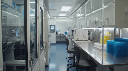 Aufkleber - A modern laboratory with white walls and stainless steel equipment