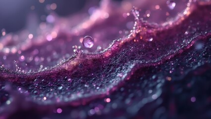 Wall Mural - A close up of water droplets on a purple surface