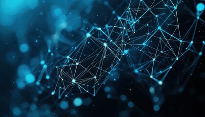 Poster - Abstract Network with Blue Glowing Nodes and Lines