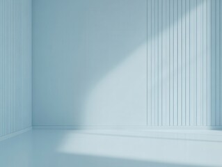 Leinwandbilder - A minimalist design featuring a pale blue backdrop and soft shadows in a spacious interior setting