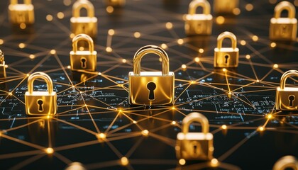 Poster - Golden Padlocks Interconnected on a Network of Glowing Lines