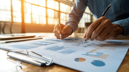Leinwandbilder - Person Analyzing Charts and Graphs with Pens