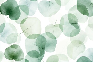 creative herbal pattern with overlapping centella asiatica leaves in soft green gradients for natura