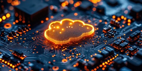 Aufkleber - Illuminated Cloud Symbol on Circuit Board Technology