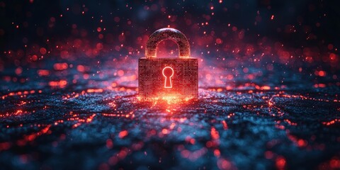 Aufkleber - Glowing Padlock Symbol Digital Security Network