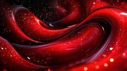 Wall Mural - Abstract Red Swirling Liquid With Sparkling Lights