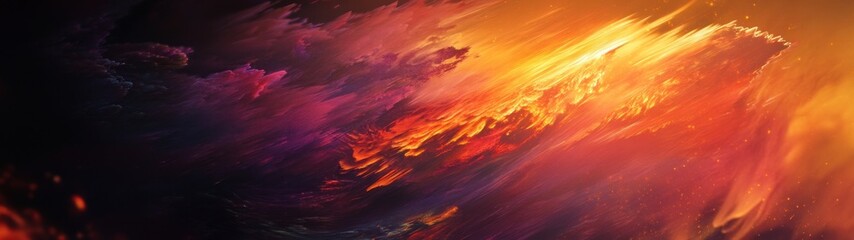 Poster - Abstract fiery cosmic nebula swirls and streaks of light