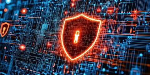 Aufkleber - Digital Shield Protecting Cyber Data Network Security