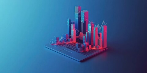 Aufkleber - Data Visualization Showing Growth Charts On Laptop