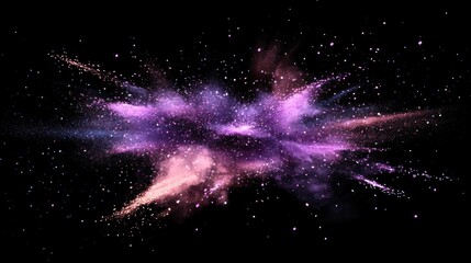 Poster - Abstract Pink Purple Color Explosion in Dark Space