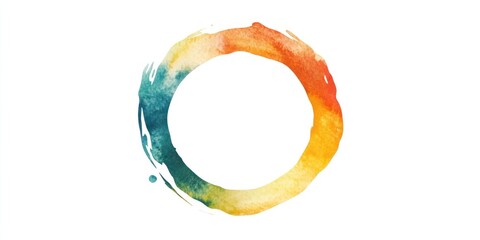 Wall Mural - Abstract Watercolor Circle Rainbow Hues Design