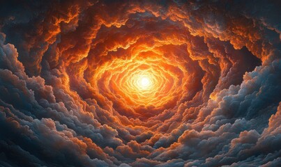 Poster - Fiery Clouds Swirling Towards a Celestial Light
