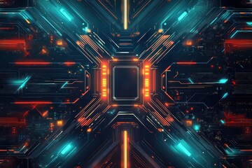 Fototapete - Abstract Futuristic Technology Circuit Board Design