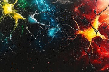 Poster - Abstract Neural Network Cosmic Art Depiction
