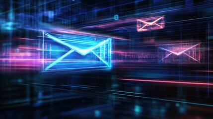 Fototapete - Digital Email Transmission Network Speed Data Flow